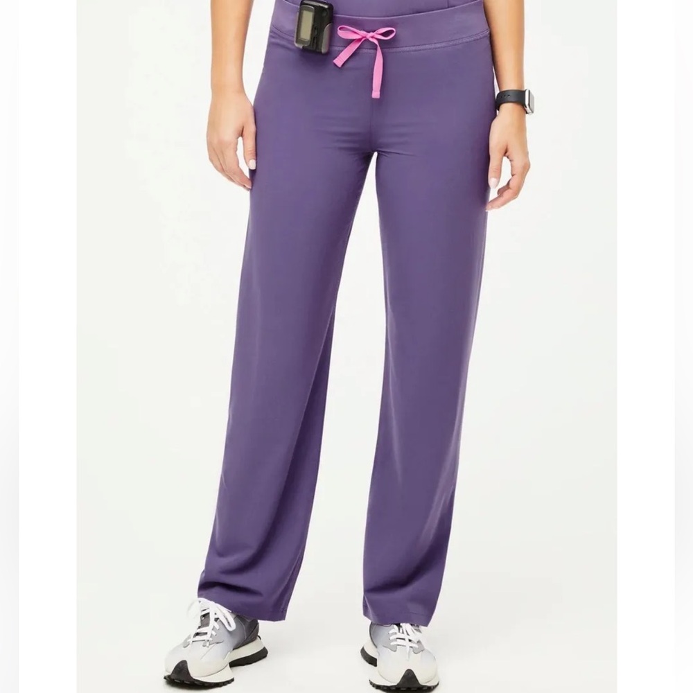 Women's Purple Scrub Pants with Pink Drawstring